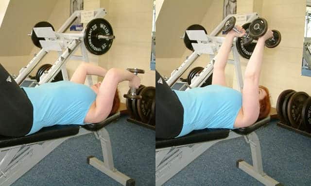 a women doing laying triceps extensions