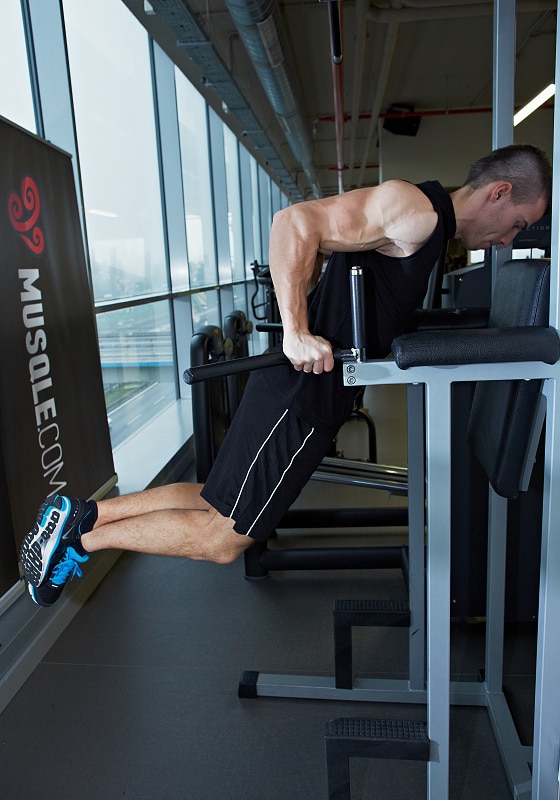 a man is doing Chest Dips