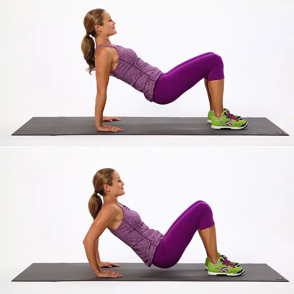 a women doing tricep dips